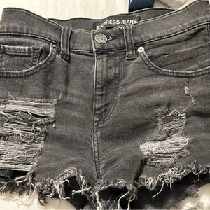 Women's Gray Distressed Shorts